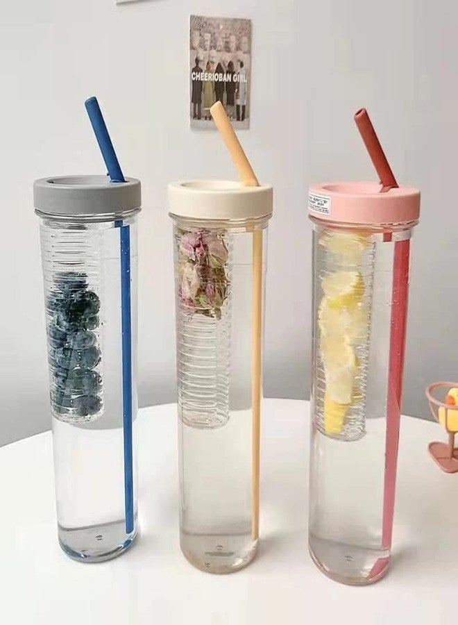 Shivaaro Refreshing Hydration Companion: 700ml Plastic Fruit Infuser Water Bottle with Straw Cup Filter | BPA-Free, Leakproof, and Multicolor - Pack of - Image 4